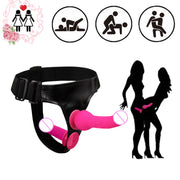 Silicone Wearing Casual Leather Pants with strap on dildo