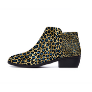 Men's and Women's Blue Cheetah Print Boots, Blue, Men's & Women's Blue Leopard Print boots, leopard print shoes