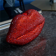Rhinestone Bag Acrylic Bright Red Lips Chain Dinner Bag Women
