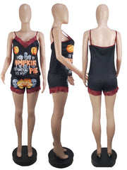 Sexy Lingerie Women's Halloween Pajamas Lace Top With Narrow Straps