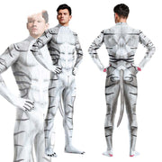 Costume Animal White Tiger Pattern Digital Printing Jumpsuit Male