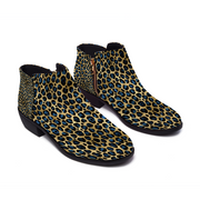 Men's and Women's Blue Cheetah Print Boots, Blue, Men's & Women's Blue Leopard Print boots, leopard print shoes