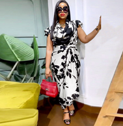 Printed Strap Loose Size Two Piece Set