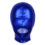 Unisex Latex Hood Mask Shiny Metallic OpenMouth Hole