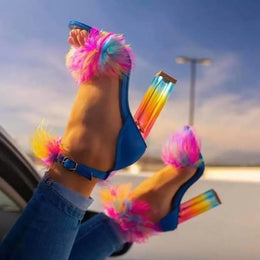 Gay Pride Summer Fashion Rainbow Women's Crystal Heels