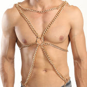 Gay Men's Body Chest Chain Metal Ring Charm Men