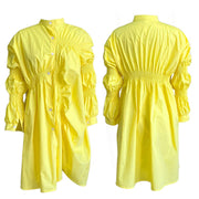 Cotton Pleated Loose Plus Size Dress