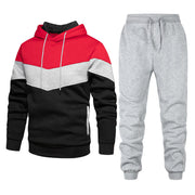 Men's Sport Suit Fashion Casual Spring And Autumn Patchwork Hoodie Trousers Two-piece Set