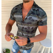 Short Sleeve Shirt Beach Casual Print Lapel Shirt
