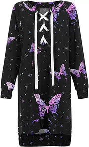 Halloween Lace-up V-neck Strapless Printed Dress For Women