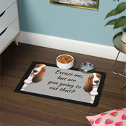 Basset Hound Dog Bowl  Mat (12x18), Dog water bowl mat, pet food mat for dogs, basset hound dog bowl mat, mat for basset hound food, basset hound