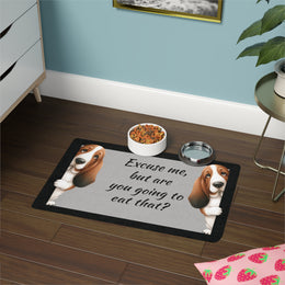 Basset Hound Dog Bowl  Mat (12x18), Dog water bowl mat, pet food mat for dogs, basset hound dog bowl mat, mat for basset hound food, basset hound