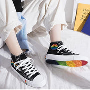 Gay Pride Rainbow bottom high-top canvas shoes