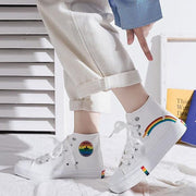 Gay Pride Rainbow bottom high-top canvas shoes