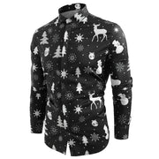 Men's Long Sleeve Christmas Flower Shirt