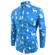 Men's Long Sleeve Christmas Flower Shirt