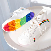 Gay Pride Women's high top rainbow canvas shoes