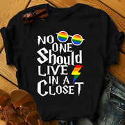 Gay Pride , t-shirt, Rainbow Pride t-shirt, Unisex Gay Pride t-shirt,  No One Should Live In Closet T-shirt On Rainbow
