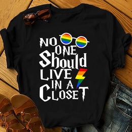 Gay Pride , t-shirt, Rainbow Pride t-shirt, Unisex Gay Pride t-shirt,  No One Should Live In Closet T-shirt On Rainbow