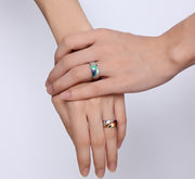 Trend Titanium Steel Rainbow Couple Ring