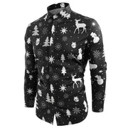 Men's Long Sleeve Christmas Flower Shirt