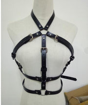 Gothic women's crop top stockings bra bondage cluster harness leg prom dress