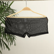 Mesh transparent breathable low waist men's boxer shorts