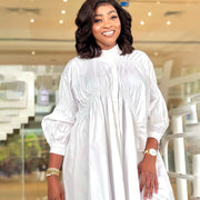 Cotton Pleated Loose Plus Size Dress