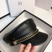 Chain Leather Navy Hat Simple Unisex Men's And Women's Cap