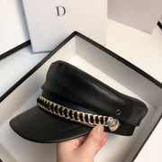 Chain Leather Navy Hat Simple Unisex Men's And Women's Cap