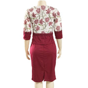 Printed Lace Jacket Large Size Round Neck Dress Skirt Set