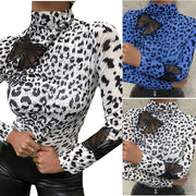 Early Spring New Amazon Ebay Half high Neck Butterfly Hollow Stitching Slim Bottoming Shirt Women