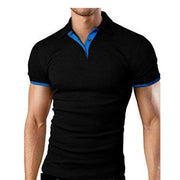 Men's Stand-Up Collar Short-Sleeved Polo Shirt Business Casual Solid Color Polo Shirt