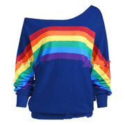 Rainbow Print Hoodies Pullover Loos