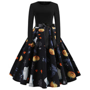 Halloween Print Long Sleeve Dress