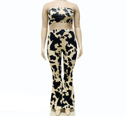 Spring Fat Ladies Plus Size Two-piece Suit Top Pants Set