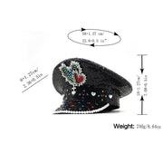 Sequin Love Gift Wide Brim Hat Performance And Show Stage Diamond Visor Cap