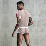 Gay Men White Fishnet Clothes Doctor Uniform Role Play