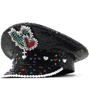Sequin Love Gift Wide Brim Hat Performance And Show Stage Diamond Visor Cap