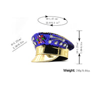 Leather Rhinestone All-match Diamond Crown Navy Hat