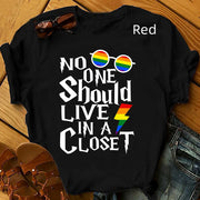 Gay Pride , t-shirt, Rainbow Pride t-shirt, Unisex Gay Pride t-shirt,  No One Should Live In Closet T-shirt On Rainbow