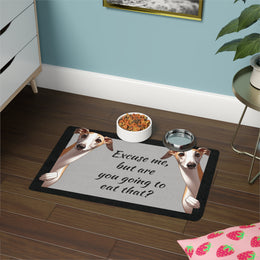 Greyhound Dog Bowl Mat (12x18), Dog water bowl mat, pet food mat for dogs, Greyhound dog bowl placemat, Dog Bowl mat, Water bowl mat