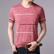 T Shirts Mens Summer O Neck Cotton Trending Streetwear Tops Striped Short Sleeve Cool Tee Mens Clothing