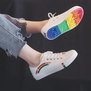 Gay Pride Rainbow bottom high-top canvas shoes