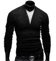 Gay Men's Muscle Fit Shirt, Gay Men Slim Fit Shirt, Long Sleeve V-Neck Layered Men T-Shirt