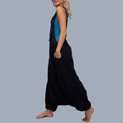 Womens Loose Jumpsuits Harem Pants Wide Leg Pants Sleeveless Pockets Bib Jumpsuit Siamese Trousers For Ladies Large Size S-2XL