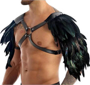 Go Go Medieval Feather Leather Shoulder Armor Chest Strap