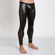 Gay Men's PU Leather Mesh Tights