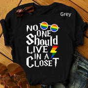 Gay Pride , t-shirt, Rainbow Pride t-shirt, Unisex Gay Pride t-shirt,  No One Should Live In Closet T-shirt On Rainbow