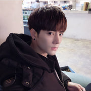 Men's Wig Realistic Black Handsome Boy Short Straight Hair Student Fluffy